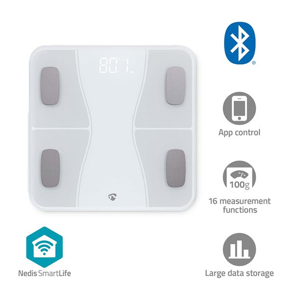 Image of Nedis Bluetooth Okos Mérleg - max. 180kg - Android / IOS