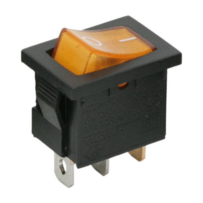 Image of Billenőkapcsoló Sárga Világítás 21x15 mm 250V 6A