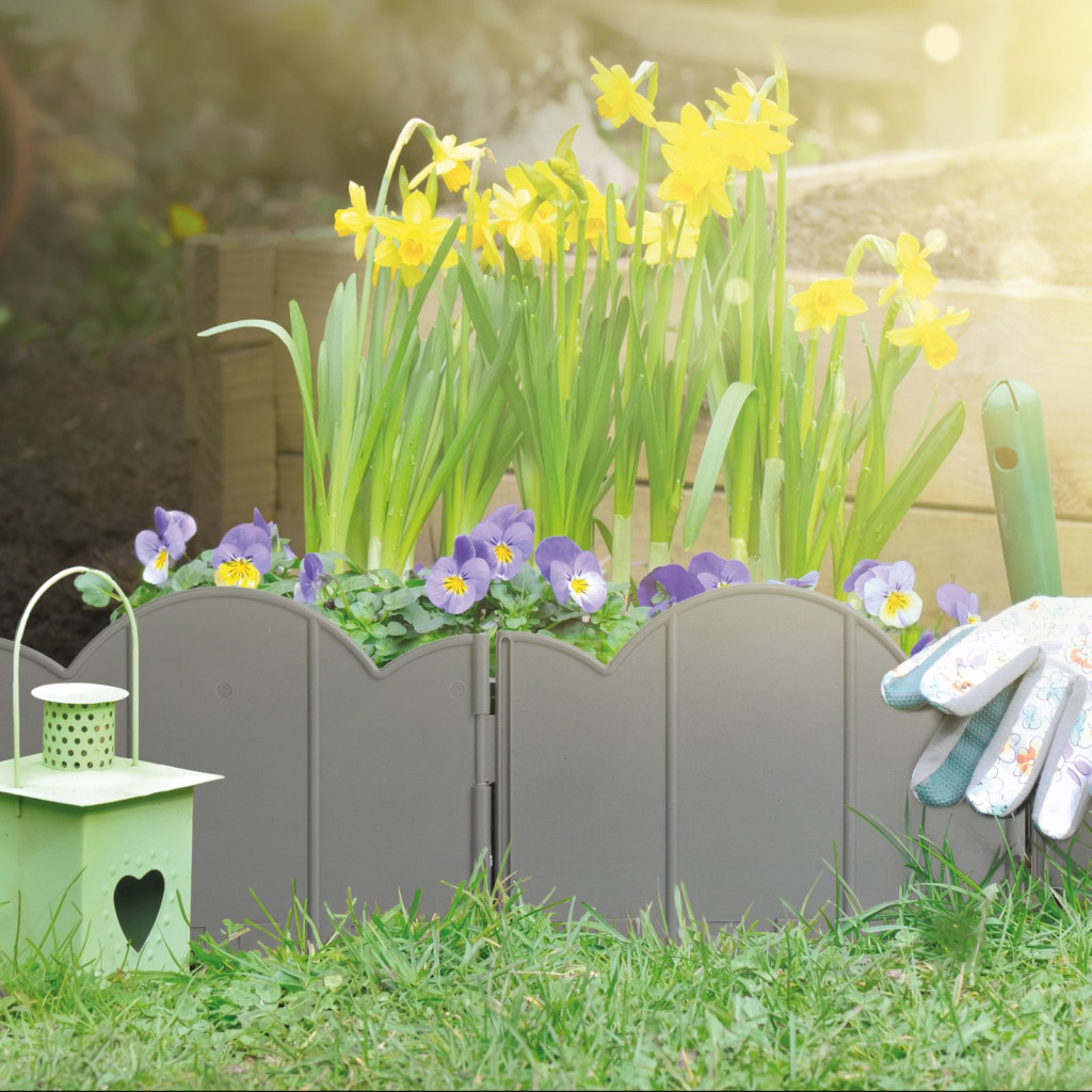 Image of Ágyásszegély - Leszúrható Kerítés - Szürke - 20 x 17,5 cm - 12 db