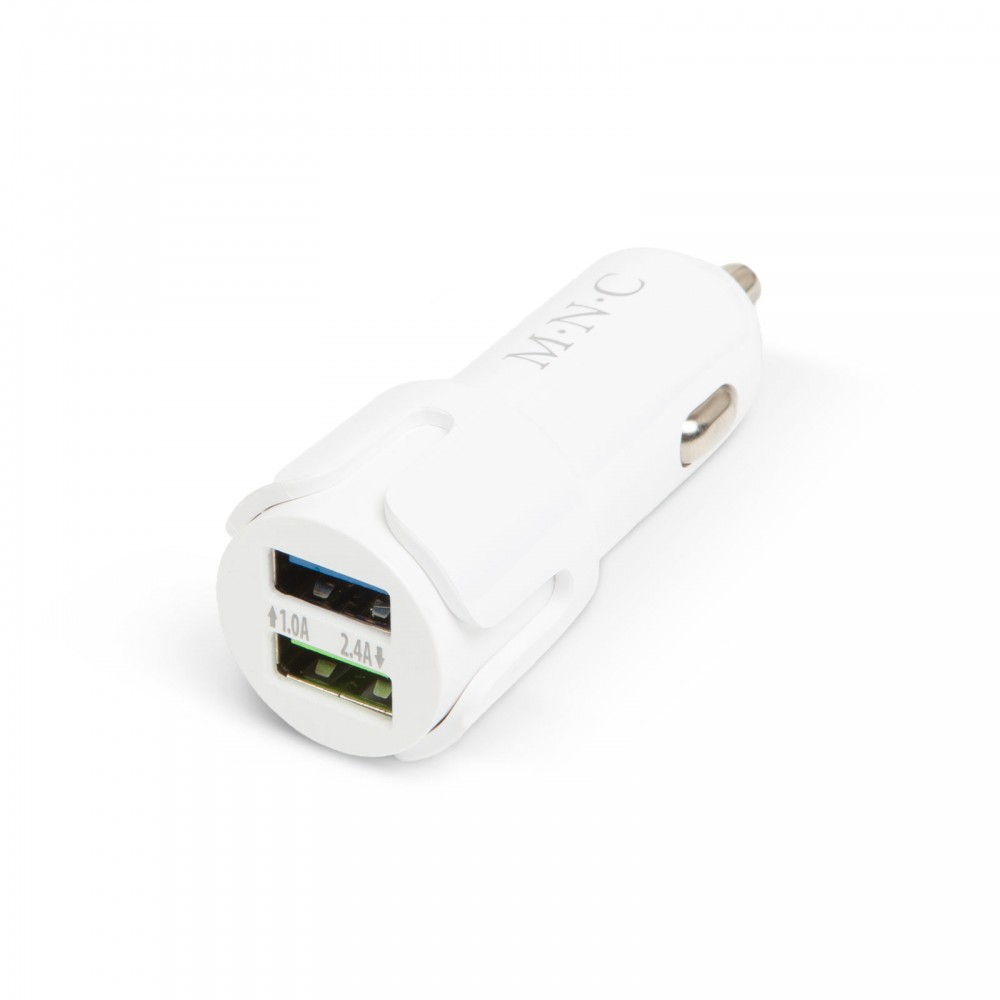 Image of M.N.C. Autós szivargyújtó töltő - 2 USB aljzat - Fehér