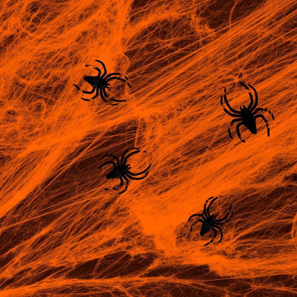 Image of Halloween dekoráció - Pókháló és pókok - Narancs