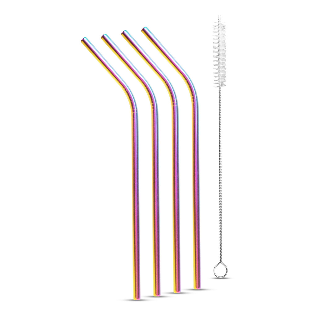 Image of Fém Szívószál - Rozsdamentes acél - 4 db + Tisztító kefe