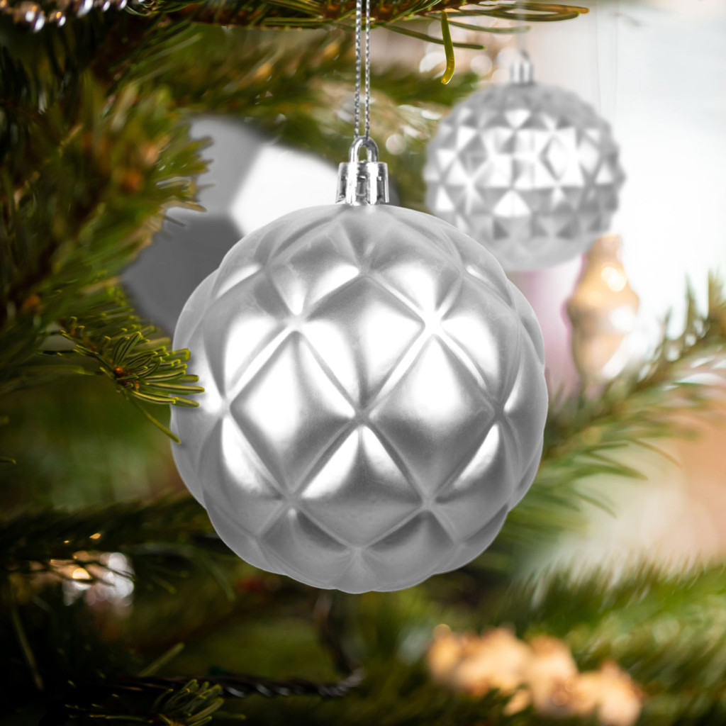 Image of Karácsonyfadísz szett - gömbdísz - ezüst - 6 db / csomag