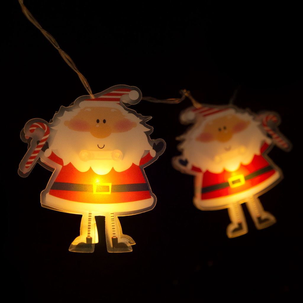 Image of LED fényfüzér - mikulás - 10 LED - 1,35 méter - melegfehér - 2 x AA