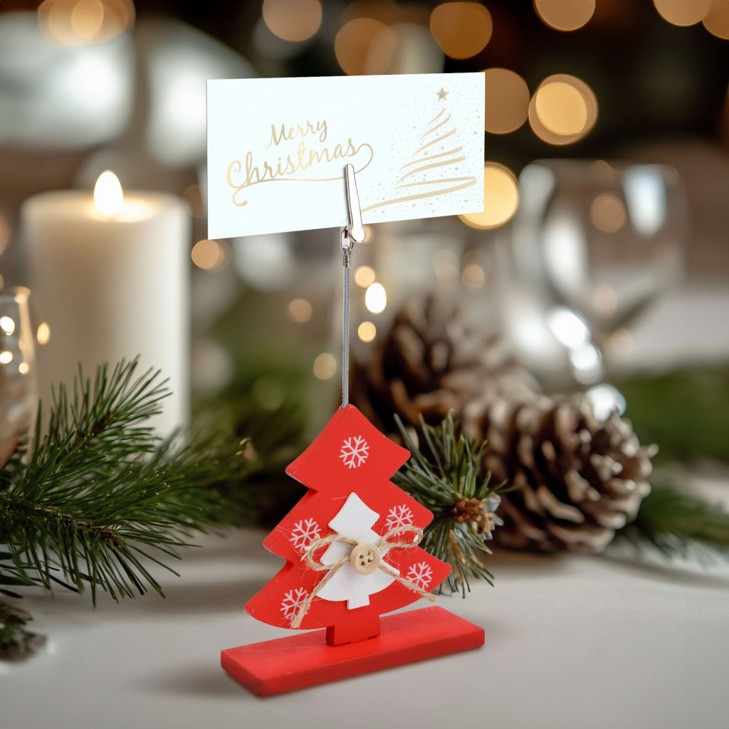 Image of Ültetőkártya tartó - csipeszes - fenyőfa - 8,5 x 12 cm